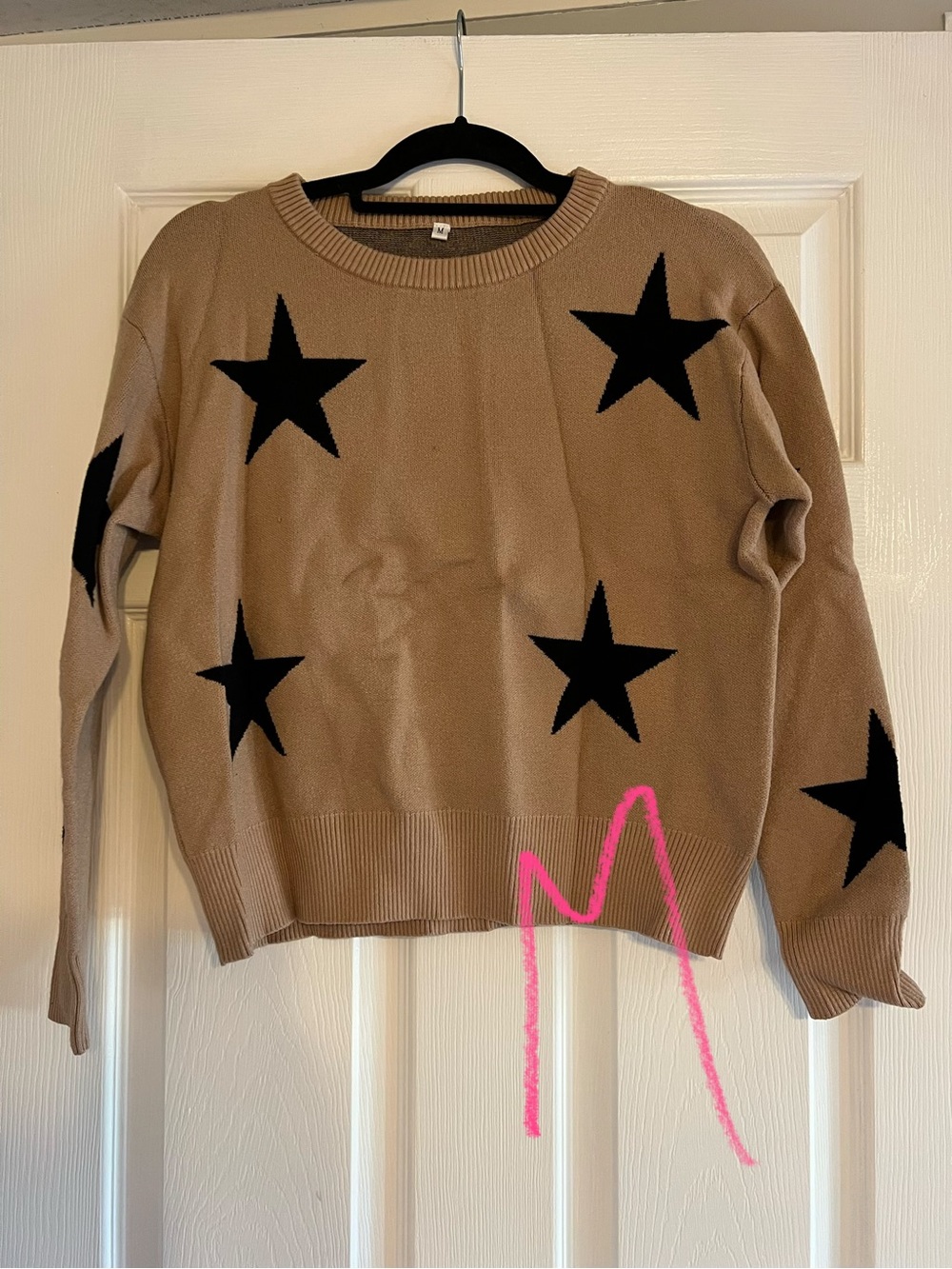 Women’s Star-Print Crewneck Sweater - Tan/Black